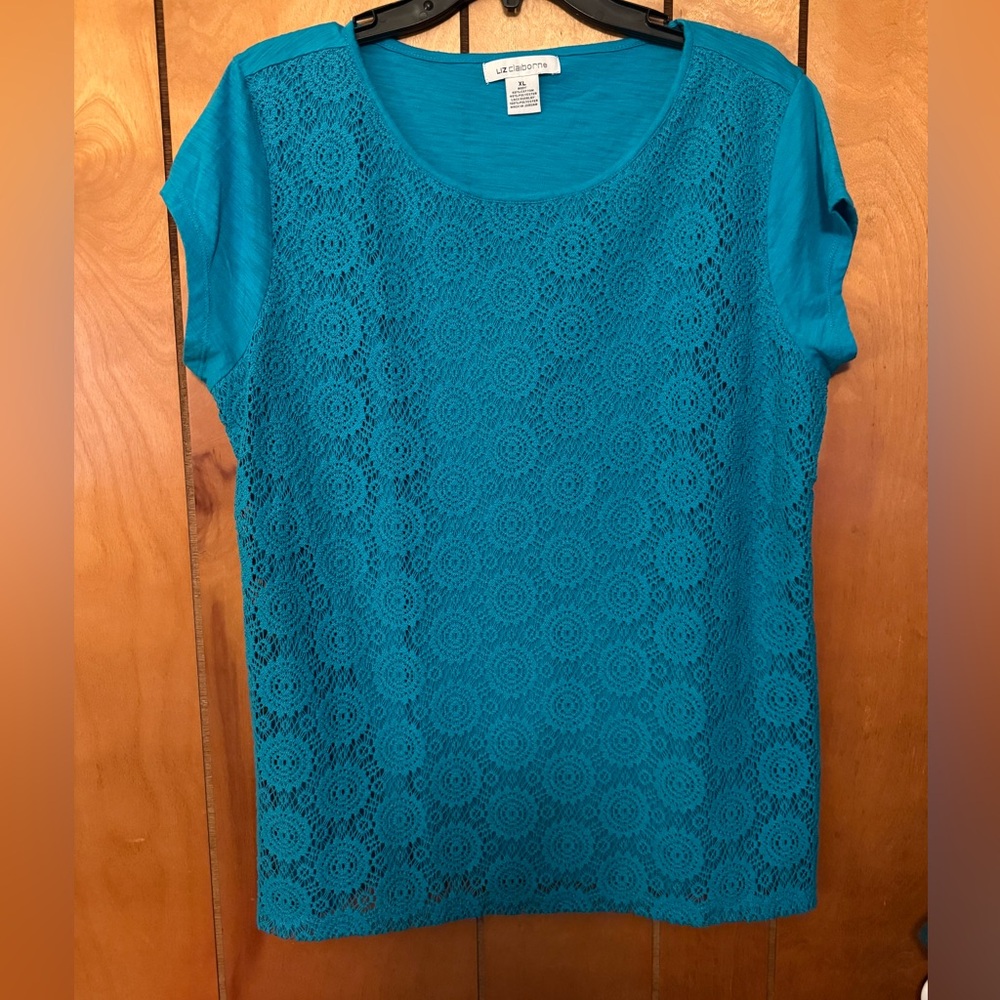Liz Claiborne Turquoise Lace Women's Top